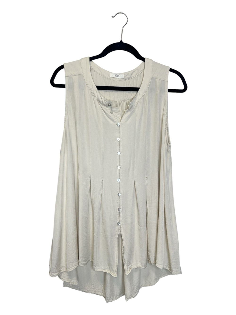 EASEL Boho Flowy Button Front Cream Tank Tunic size Large